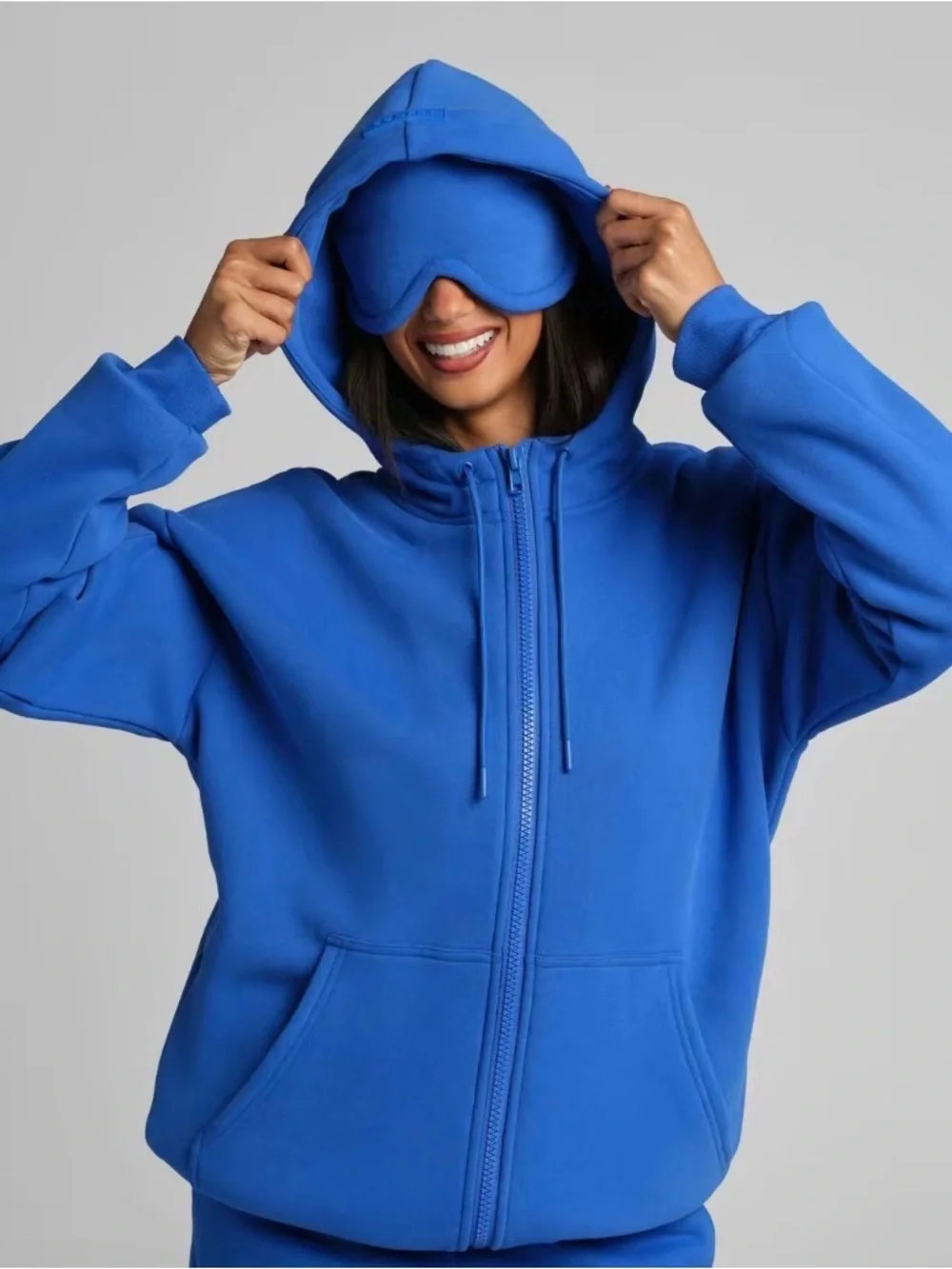 Comfrt Cozy Zip-Up Hoodie Jacket - Cobalt Blue
